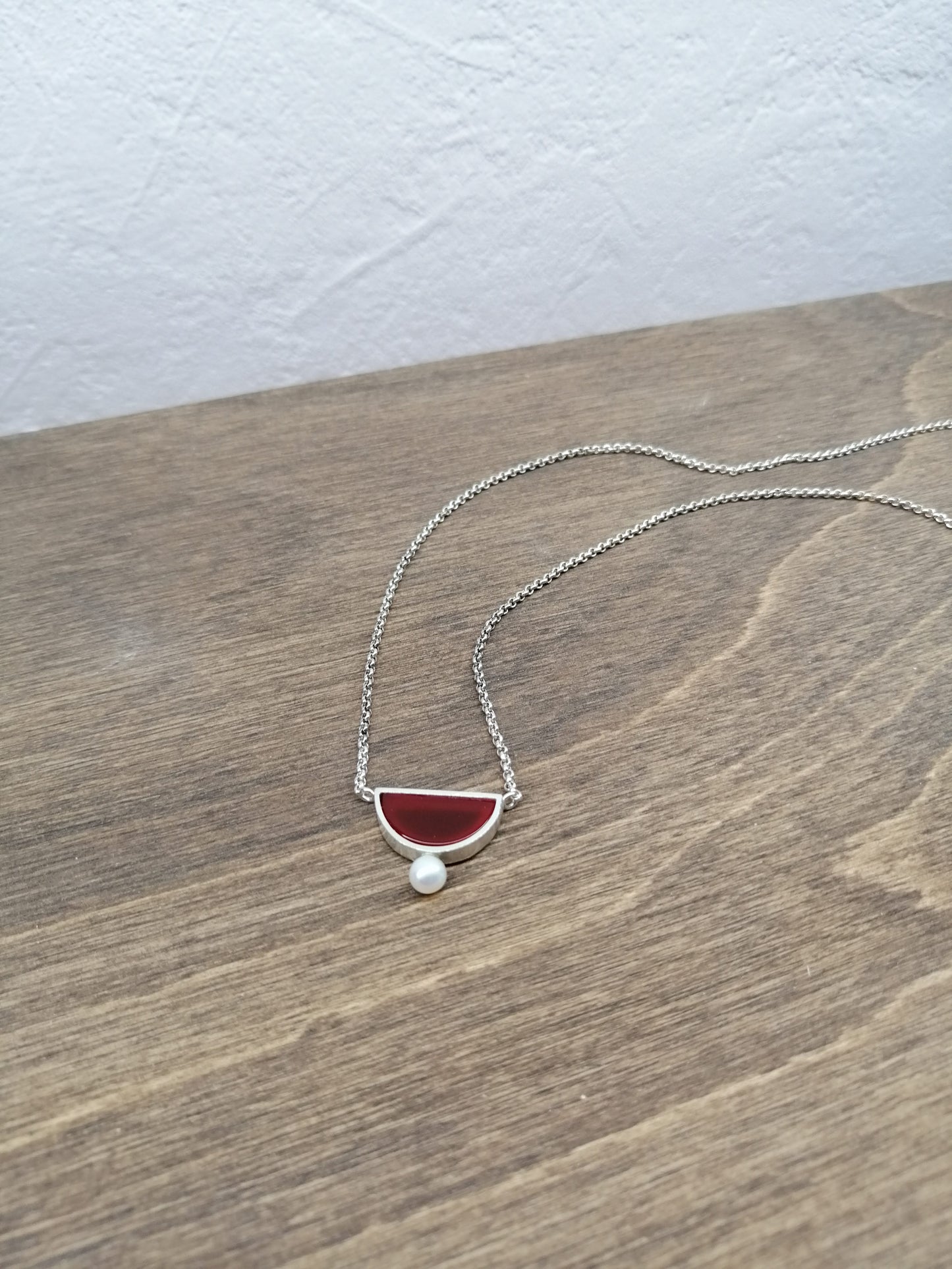 Half moon pearl Carnelian necklace