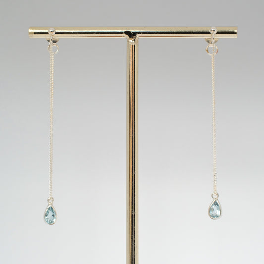 Alice Earrings: Aquamarine teardrop