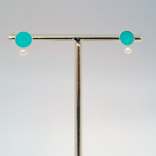 Talisman earring studs: Turqoise Azurite