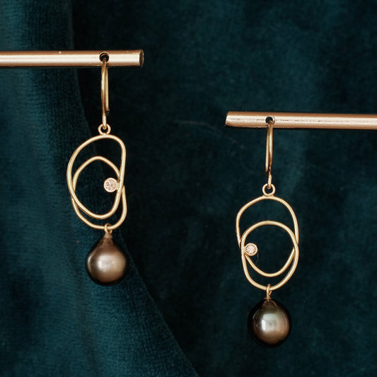 Azores earrings - Tahiti pearls & diamond